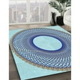 thumbnail image 3 of Ahgly Company Machine Washable Indoor Square Transitional Azure Blue Area Rugs, 8' Square, 3 of 7