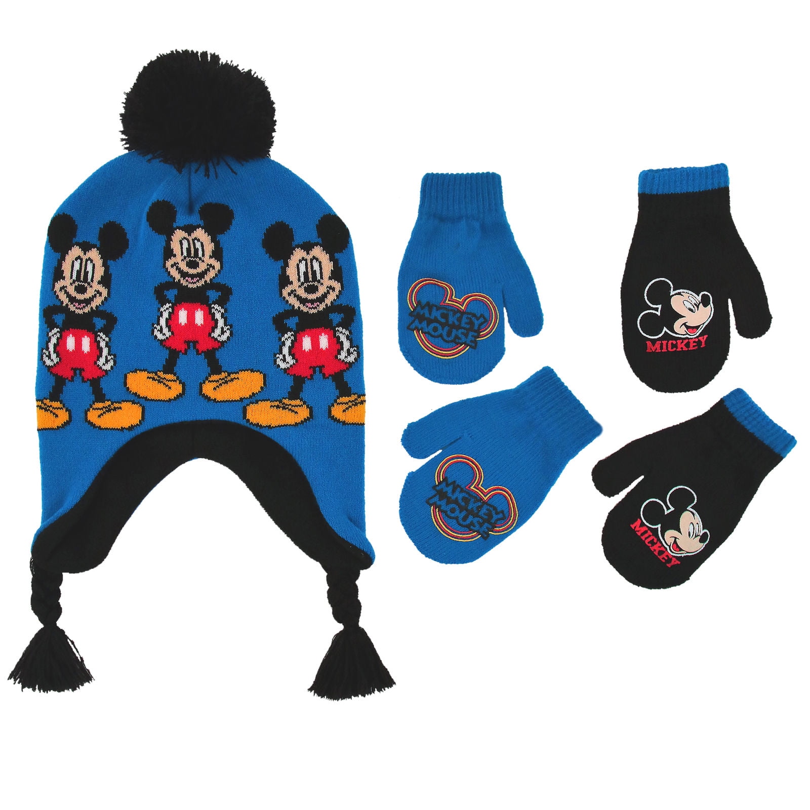 Mickey Mouse Toddler Boys 2 Pc Knit Hat /& Mitten Set