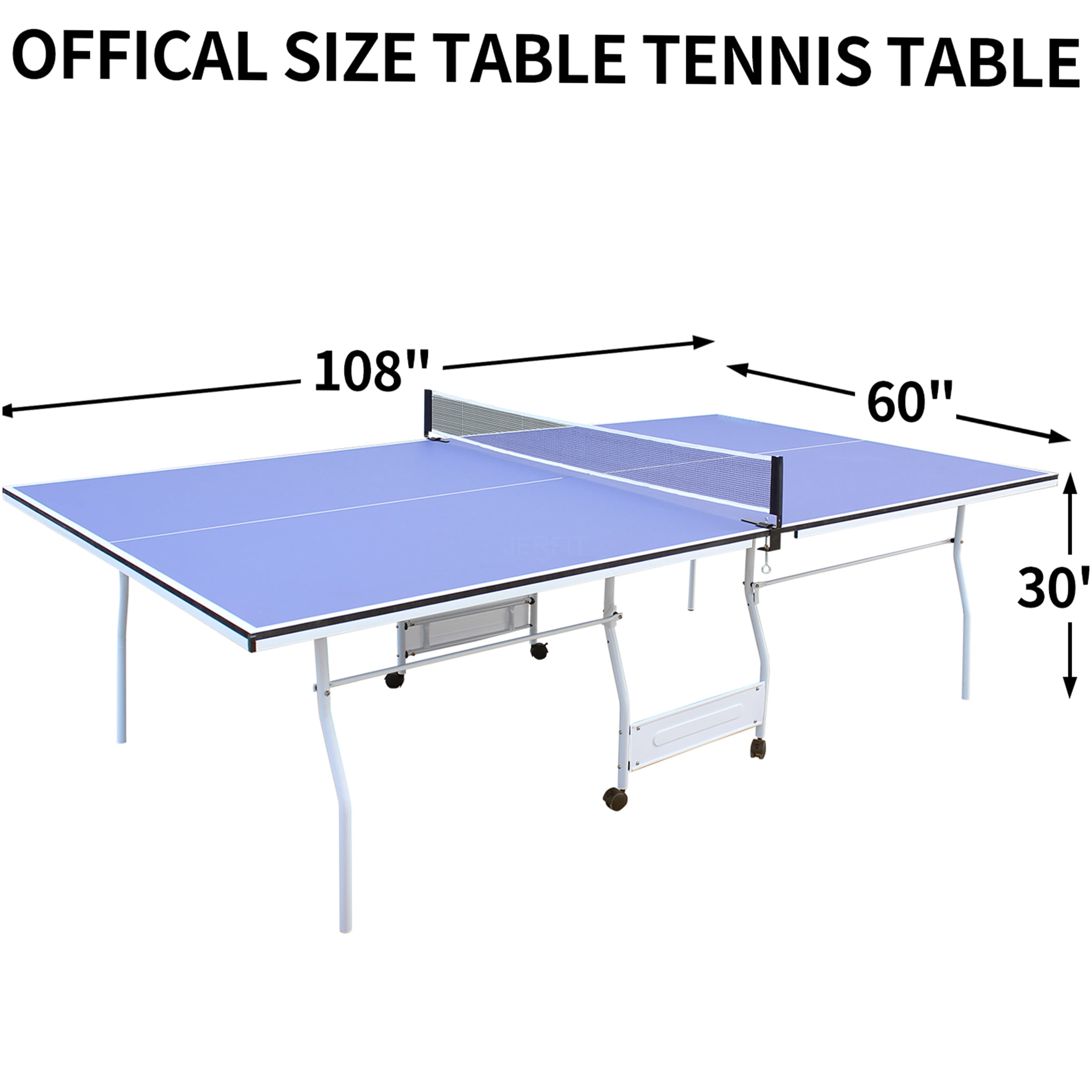 JERFIT 9ft Foldable Indoor Ping Pong Table Set with Net, Paddles & Balls, Professional MDF Top for Home and Office Games