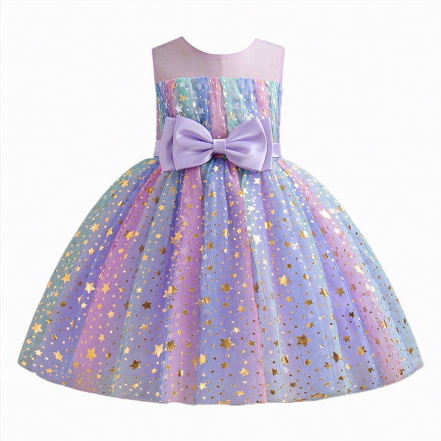NIEWTR Robe Scintillante de Princesse pour Tout-Petit, Robe Tutu de Bébé Fille pour Concours, Mariage, Anniversaire (Violet, 3-4 Ans)