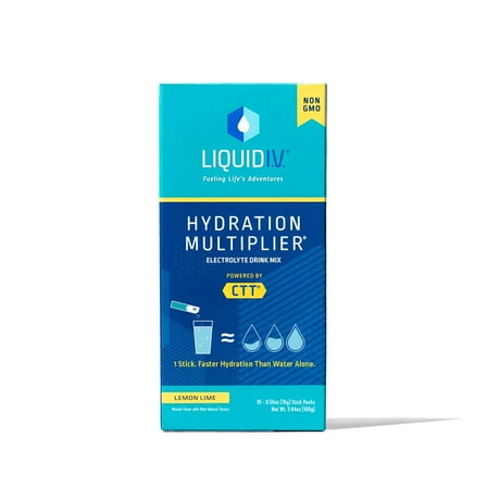 Liquid I.V. Hydration Multiplier Electrolyte Powder Packet Drink Mix, Lemon Lime, 10 Ct
