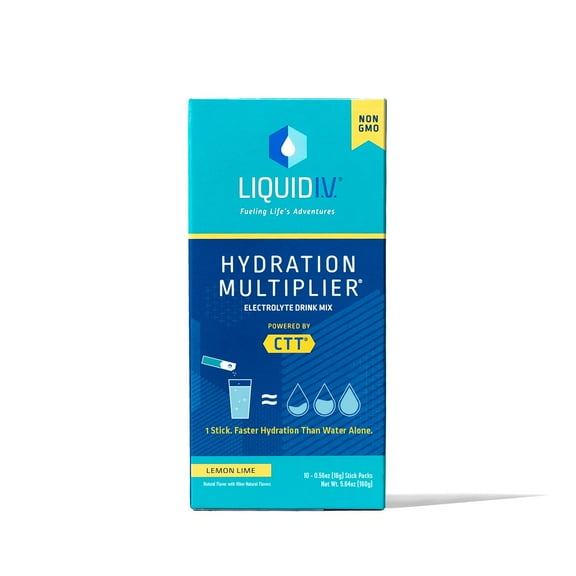 Liquid I.V. Hydration Multiplier Electrolyte Powder Packet Drink Mix, Lemon Lime, 10 Ct