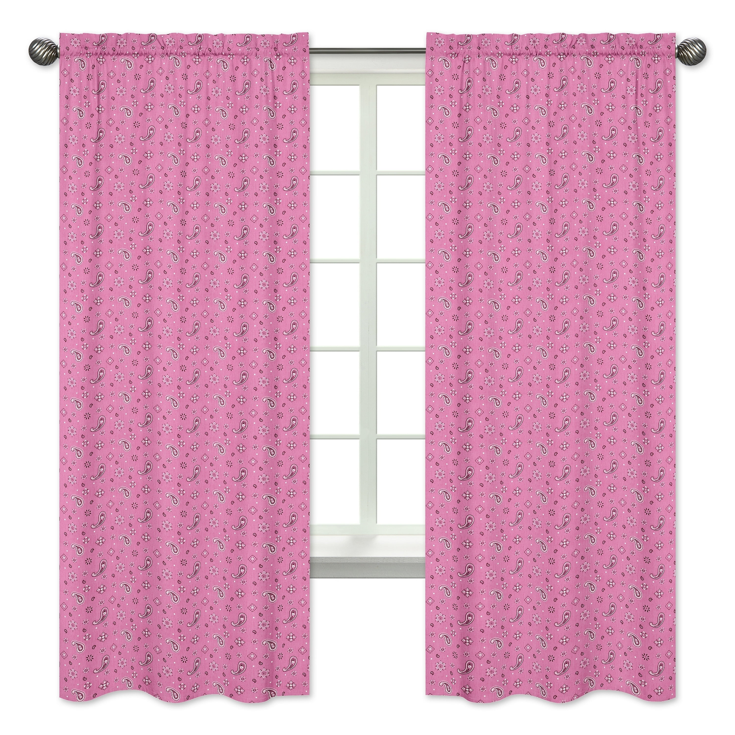 Sweet Jojo Designs 2-Piece Pink Bandana Window Treatment Panels for Western Cowgirl Collection 