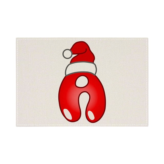 Christmas Table Mat 30 cm x 45 cm Linen Alphabet Placemat with Holiday Letter Design for Dining Table Decoration