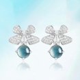 thumbnail image 4 of 14K Gold Blue Jade Bowknot Stud Earrings for Women, Light Blue Jade, Charming Women's Day Gift for Her, 4 of 6