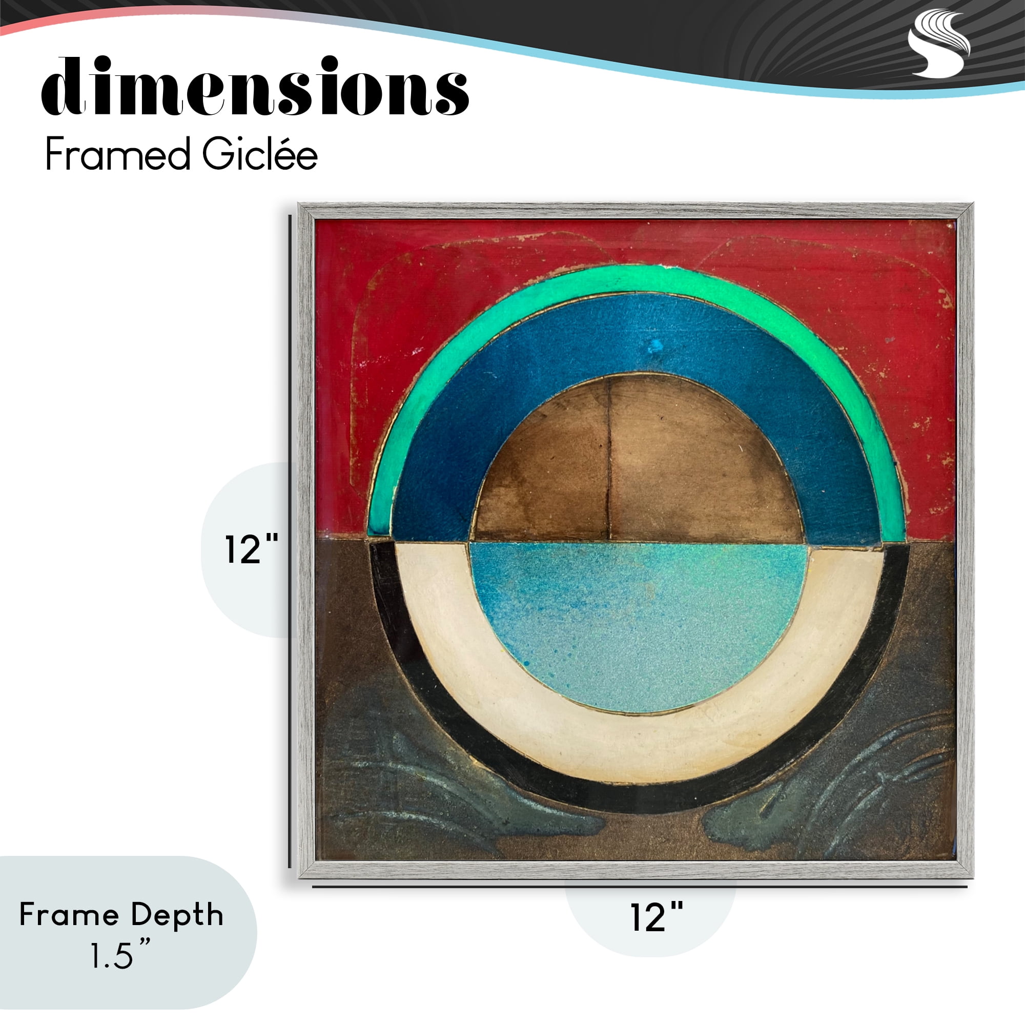 Stupell Industries Round Distressed Circle Gray Framed Giclee Art, design by Matthew Finger