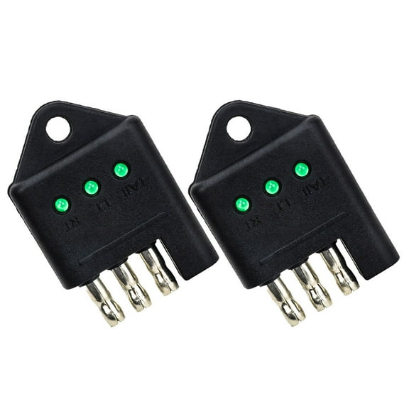 Hemoton 2pcs Trailer Turn Signal Tester 4-Pin Trailer Wiring Connector For Testing Of Trailer Lights Multi-Function Trailer Light Tester For Various Trailers