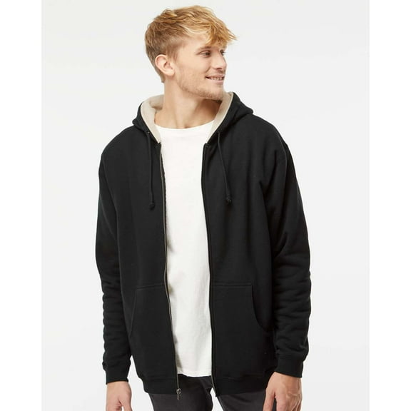 Independent Trading Co. Men's Sherpa-Lined Full-Zip Hooded Sweatshirt