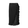 thumbnail image 4 of Coduop Women Irregular Ruffle Midi Skirt Mesh Floral Print Skirt High Slit Mesh Beach Maxi Skirt, 4 of 9