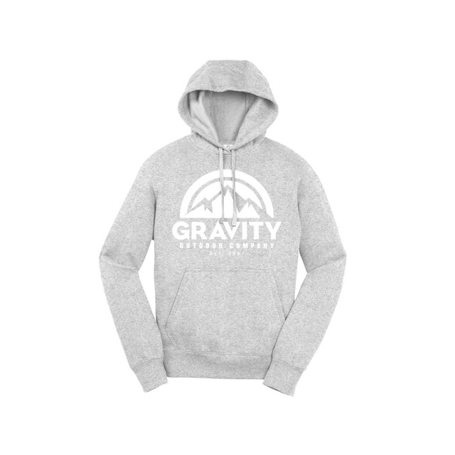 Mens Gravity Outdoor Co. Hooded Sweater - Athletic Heather - White Logo - L