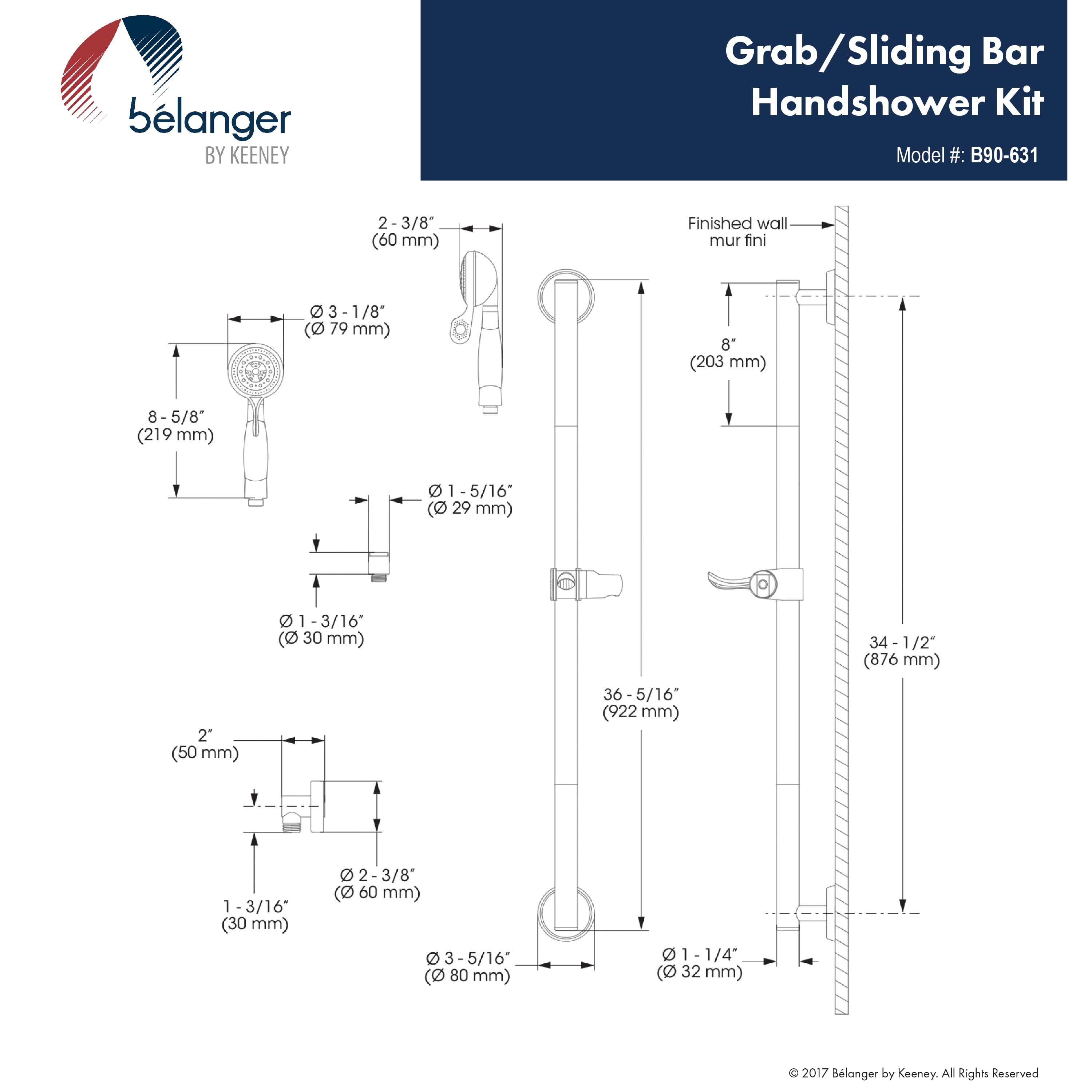 Belanger B90-631 Shower System with ADA Hand Shower Slider