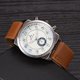 thumbnail image 3 of Reloj de cuarzo con banda de cuero de PU a la moda, reloj masculino con patrón de esfera doble y números (café), 3 of 3