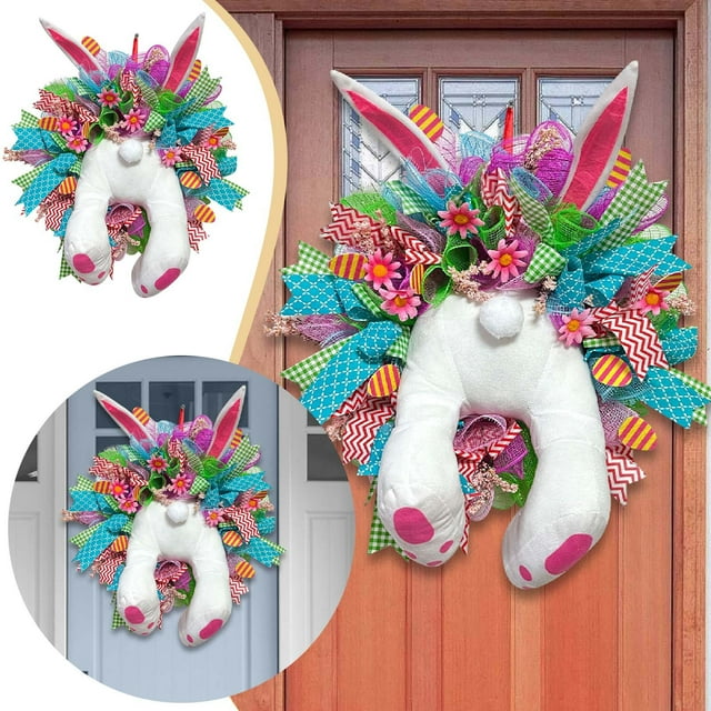 Hbdhejl Easter Able To Move And Make Sounds Home Decoration Artificial Flower Wreath Front Door Decoration Flower Spring Wreath