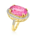 thumbnail image 3 of Ross-Simons 20.00 Carat Pink Topaz and .52 ct. t.w. Diamond Ring in 14kt Yellow Gold, Women's, Adult, 3 of 8