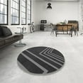 thumbnail image 3 of Ahgly Company Indoor Round Patterned Charcoal Black Area Rugs, 3' Round, 3 of 6