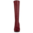 thumbnail image 5 of BLISSFUL STEP Women's Knee High Boots Platform Block Heels Round Toe Zip Boots Fuchsia 9, 5 of 7
