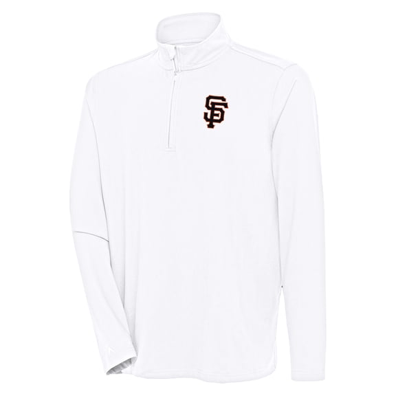 Men's Antigua White San Francisco Giants Hunk Quarter-Zip Pullover Top