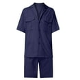 thumbnail image 3 of ORQ Men Turn-Down Collar Shirt And Shorts Casual Two-Piece Set, 3 of 6