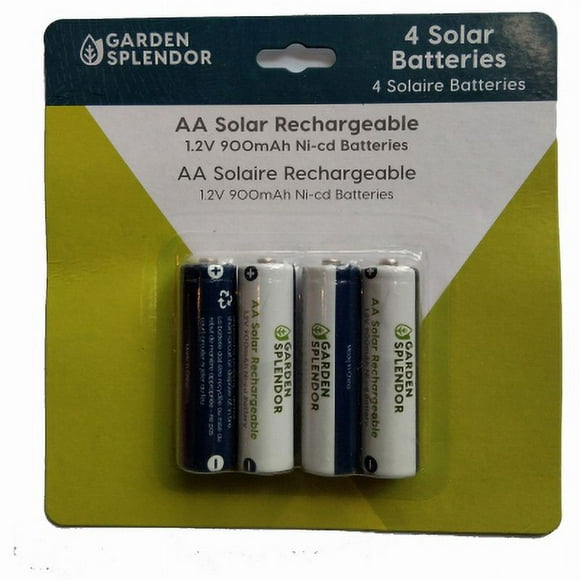 4 Pack "AA" 900 Mah Nickel Metal Cadmium Solar Rechargeable Battery, Each