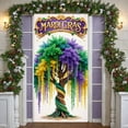 thumbnail image 3 of Colorful Mardi Gras Banner Purple Green Yellow Carnival Display Golden Accents Star Pattern Festive Backdrop for Mardi Gras Party Carnival Celebration Indoor Decoration, 3 of 9