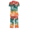 thumbnail image 5 of Wowcloth Woman's Casual Lounge Set, Relaxed Fit with Christmas Print, Short-Sleeve Button-Up Top and Capri Pants for Home and Holiday, 5 of 6