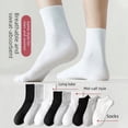 thumbnail image 2 of Calcetines de hombre hasta media pantorrilla de moda de verano medias finas absorbentes de sudor deportes de verano calcetines largos de algodón blancos y negros para hombre, 2 of 3