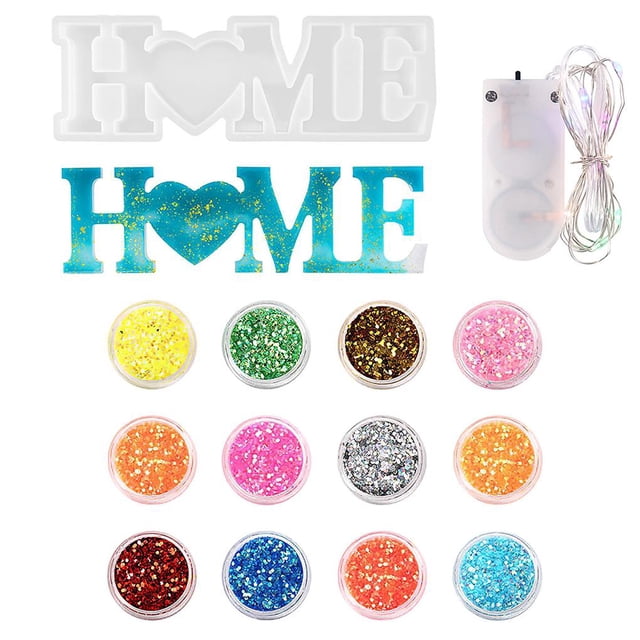 Juego De Moldes De Alfabeto De Silicona Diy Moldes Para El Hogar Con 1 Cadena De Luces Led De Colores Lentejuelas Brillantes De 12 Colores Para La Decoración Del Hogar Barras De Fiesta Clubes Methold FN002315-00