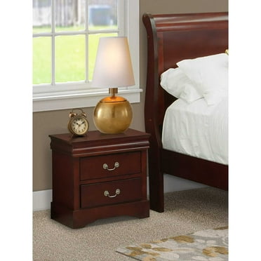 East West Furniture 1-Piece mid century Wooden Night Stand with 2 Wood Drawers for Bedroom – Walnut Finish