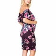 thumbnail image 7 of Taqqpue Ruffle Off Shoulder Fitted Maternity Dress Floral Printed Ruched Side Bodycon Dress Formal Pregnancy Dress for Baby Shower Photography, 7 of 7
