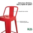thumbnail image 4 of Banco Alto Tolix Vintage Con Respaldo Para Restaurante Comedor rojo, 4 of 8
