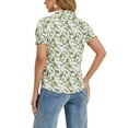 thumbnail image 3 of Blusa floral verde de manga corta con cuello atado y volantes para mujer Inspire Chic talla S, 3 of 6