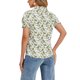 thumbnail image 3 of Blusa floral verde de manga corta con cuello atado y volantes para mujer Inspire Chic M, 3 of 6