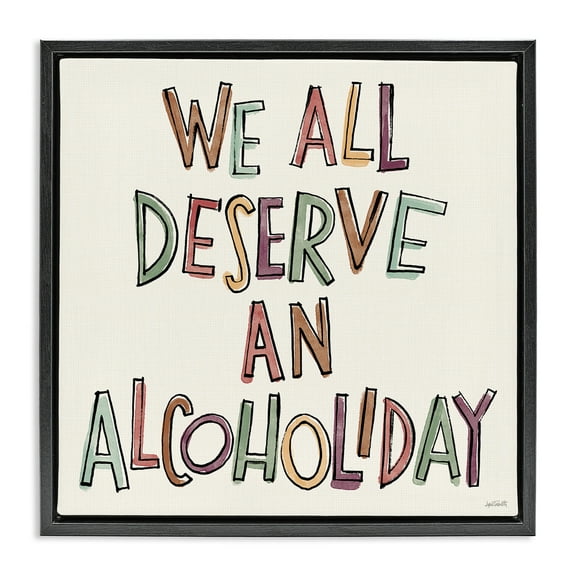 Stupell Industries Alcoholiday Funny Phrase Food & Beverage Painting Black Floater Framed Canvas Art Print Wall Art, 18 x 18