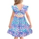 thumbnail image 1 of Vestido Yousie para niña, diseño de sirena, pajarita con volantes, sin mangas, 6/7, 1 of 6