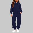 thumbnail image 5 of VIPOIN Kids Full Zip Up Fleece Hoodie and Jogger Pants Set, Cozy Solid Color Tracksuit for Daily Wear, 5 of 7