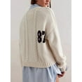 thumbnail image 2 of Women'S Y2k Tops Oversized Crochet Number Print Shirts Crew Neck Pullover Sweater  M, 2 of 3