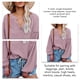 thumbnail image 5 of Mujeres V cuello globo manga camisa suelta casual profundo V cuello solo pecho linterna manga larga algodón camisa pullover top, 5 of 6