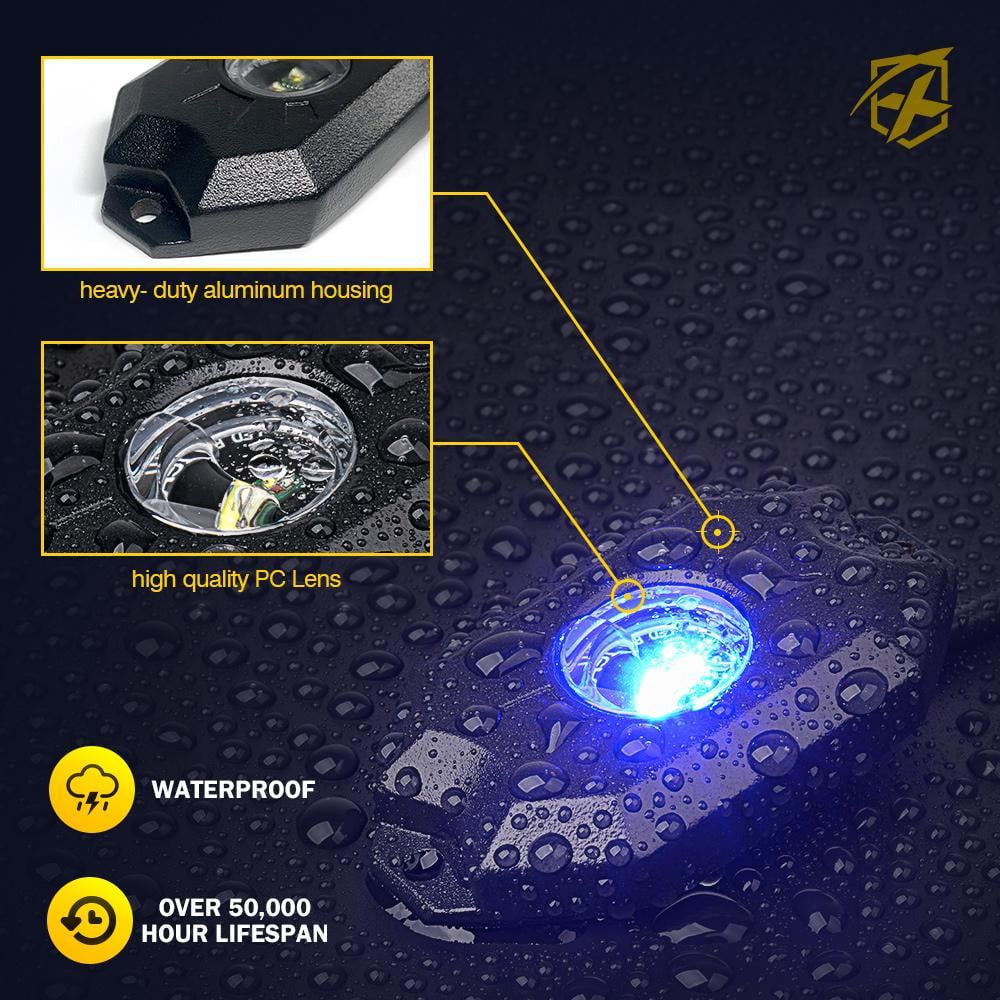 Xprite Universal RGB + Pure White LED Rock Lights Truck Bed Lighting Neon Light with Bluetooth and Remote Control Fits select: 1975-2022 FORD F150, 1999-2022 CHEVROLET SILVERADO