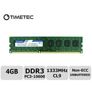 Timetec 4GB DDR3 / DDR3L 1333MHz PC3-10600 Desktop RAM Memory, Non-ECC Unbuffered, 1.5V / 1.35V, CL9 Dual Rank 2Rx8 Low Density, 240-Pin UDIMM