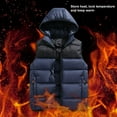 thumbnail image 6 of comerut Men Winter Cotton Vest Padded Thick Warm Sleeveless Hooded Loose Drawstring Pockets Zipper Closure Windproof Soft Warm Men Solid Color Men Waistcoat, 6 of 7