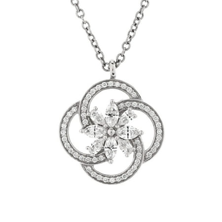 Victoria Key Cluster Pendant Necklace Platinum with Diamonds Small