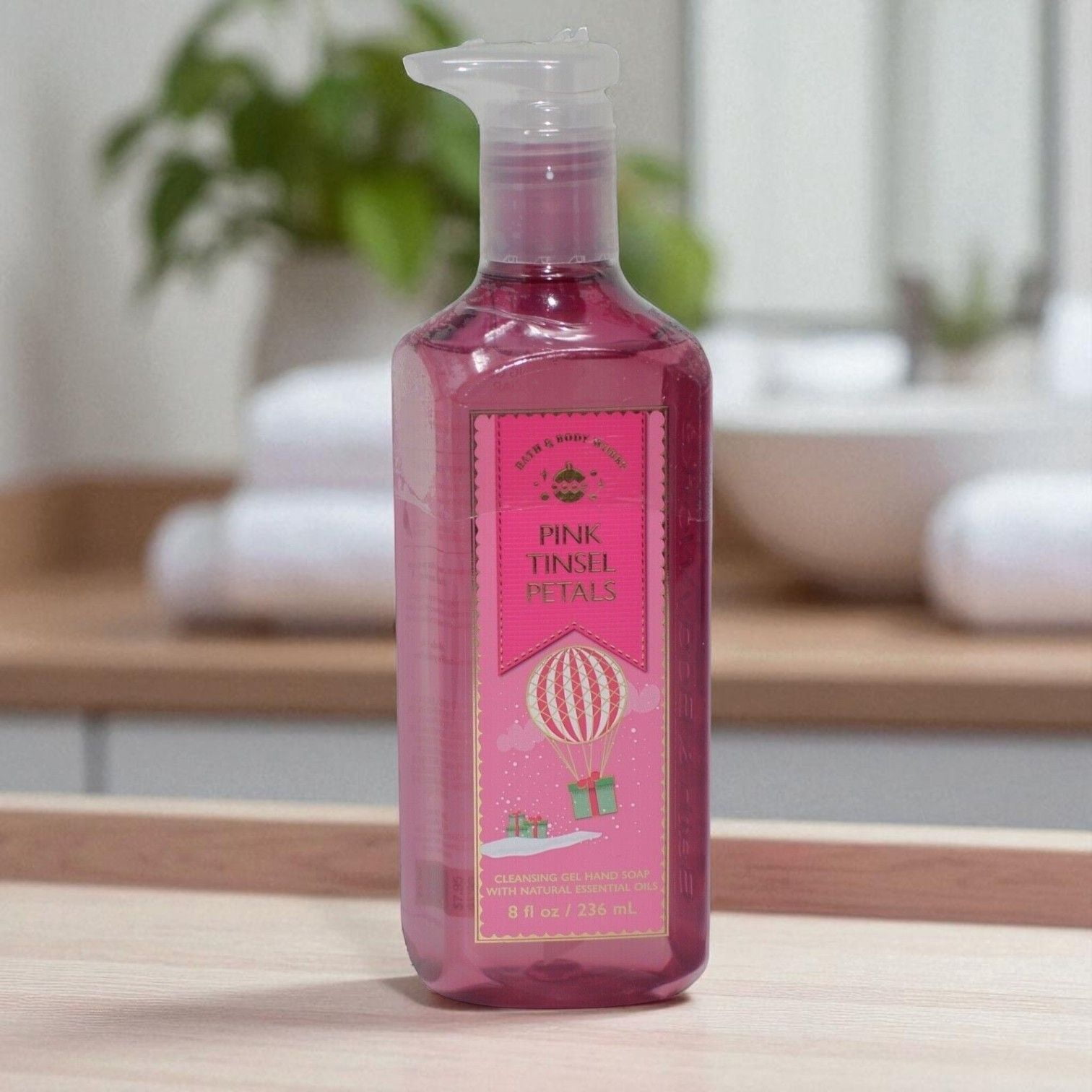 Bath and Body Works Pink Tinsel Petals Cleansing Gel Hand Soap with Natural Essential Oils (8 fl oz / 236 mL)