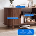 thumbnail image 3 of Dextrus 70 Inch Mid Century Modern TV Stand with Fluted Rolling Doors and Adjustable Shelves, Fits Up to 75 Inch TV for Living Room, Walnut, 3 of 10