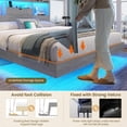 thumbnail image 4 of California King Floating Bed Frame with Charging Station&LED Lights, LED California King Size Metal Platform Bed with Storage Headboard, No Box Spring Need, Gray, 4 of 7