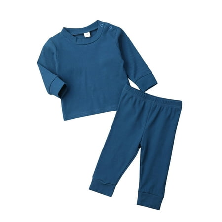 

XINSHIDE Kids Toddler Girls Clothes Casual Soild Ribbed Long Sleeves Top Pants Pamjams Set Outfit Baby Girl Clothes