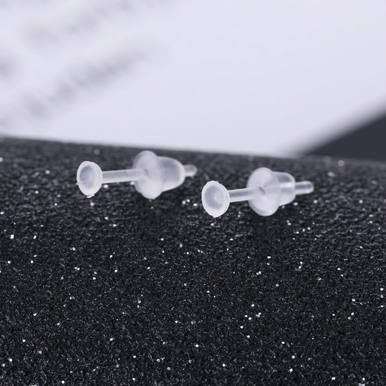 100/200Set Hypoallergenic Plastic Stud Earring Invisible Silicone Earring  Base Pins for Piercing Retainer DIY Earring Findings