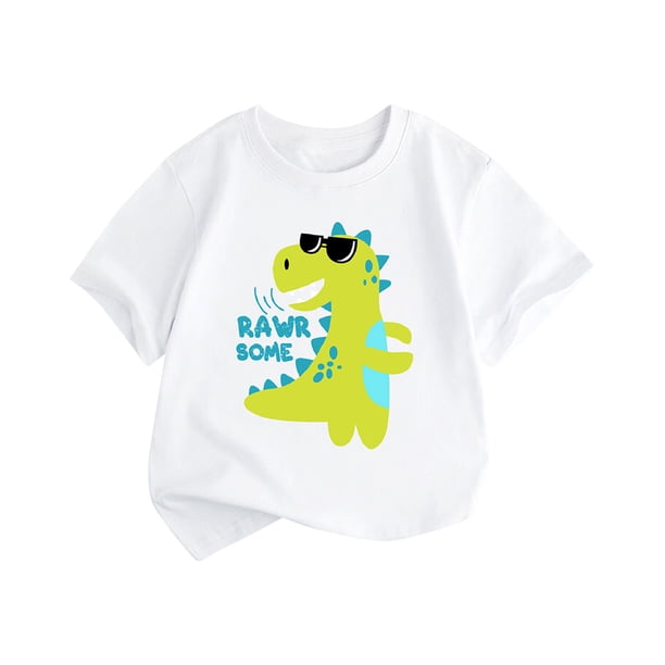 Gibobby Playera Moda Camiseta de manga corta con estampado de letras de dibujos animados para niños y niñas de verano(Blanco, 4-5 Años)