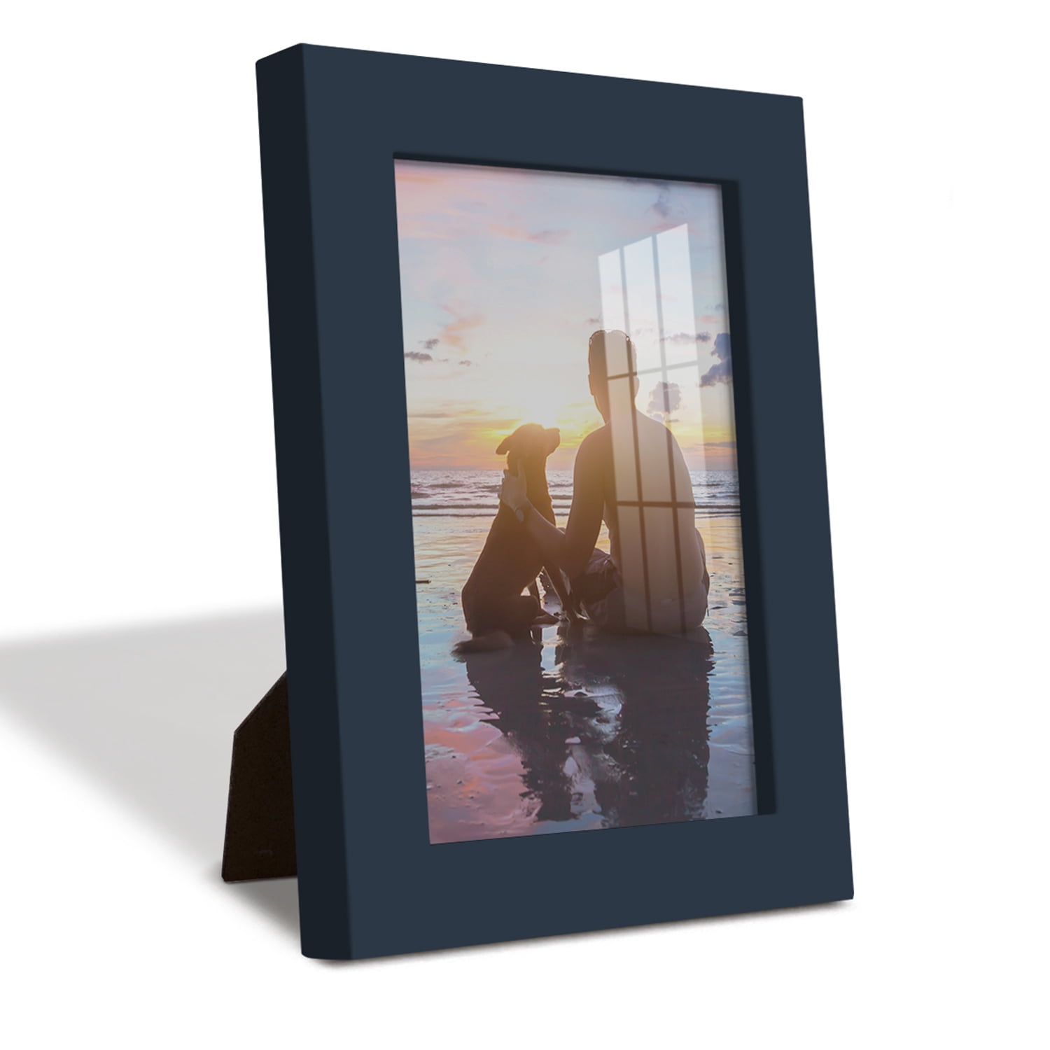 Modern 4 in. x 6 in. Dark Blue Picture Frame (Set of 2)