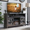thumbnail image 5 of OKD Farmhouse 58" Wide TV Stand for 65" TV, Entertainment Center with Barn Door and Adjustable Shelves for Living Room, Dark Rustic Oak, 5 of 5
