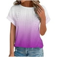 thumbnail image 1 of Hyknon Going out Tops for Women Fashiona Gradient Color Round Neck Short Sleeve Summer Tops Loose Fitting Soft Mesh Pullover Tunic Tops, 1 of 5